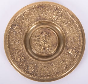Antique Heavy Bronze Putti Plate