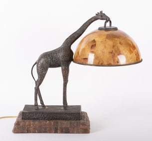 A Large Maitland Smith Figural Giraffe Lamp