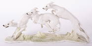 A Large Hutschenreuther Porcelain Figural Group of Greyhounds