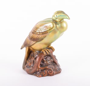 A Zsolnay Pecs Eosin Glaze Great Hornbill