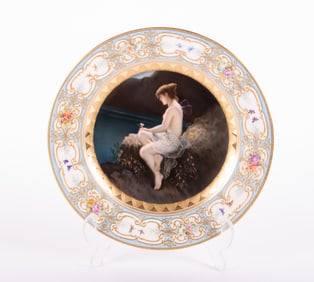 A Fine Vienna Painted Porcelain Cabinet Plate, Psyche by the Sea