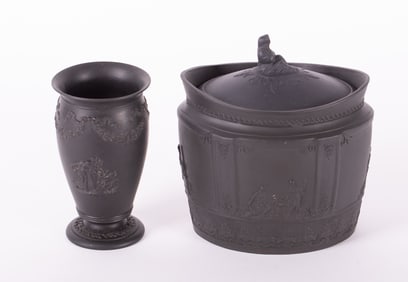 Two Antique Wedgwood Black Basalt Pieces