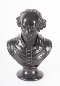 An Antique Wedgwood Black Basalt Library Bust, Shakespeare