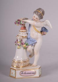Meissen Figure of a Cupid Crowning Hearts