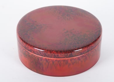 A Red Flambe Ceramic Box, Paul Milet for Sevres