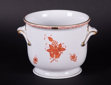 Herend Porcelain Chinese Bouquet Rust Cachepot