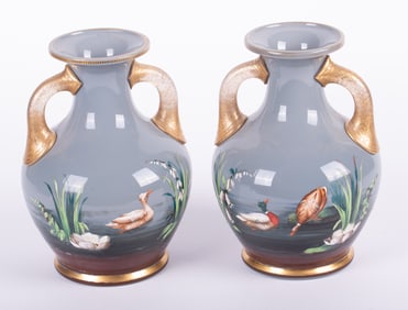 Pair of English Bristol Glass Vases