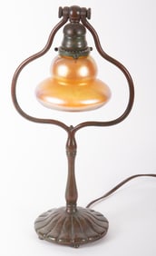 A Tiffany Studios Bronze Desk Lamp with LCT Shade, #424