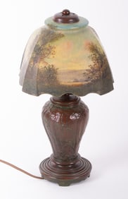 A Handel Painted Scenic Boudoir Lamp