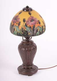 A Handel Painted Floral Boudoir Lamp