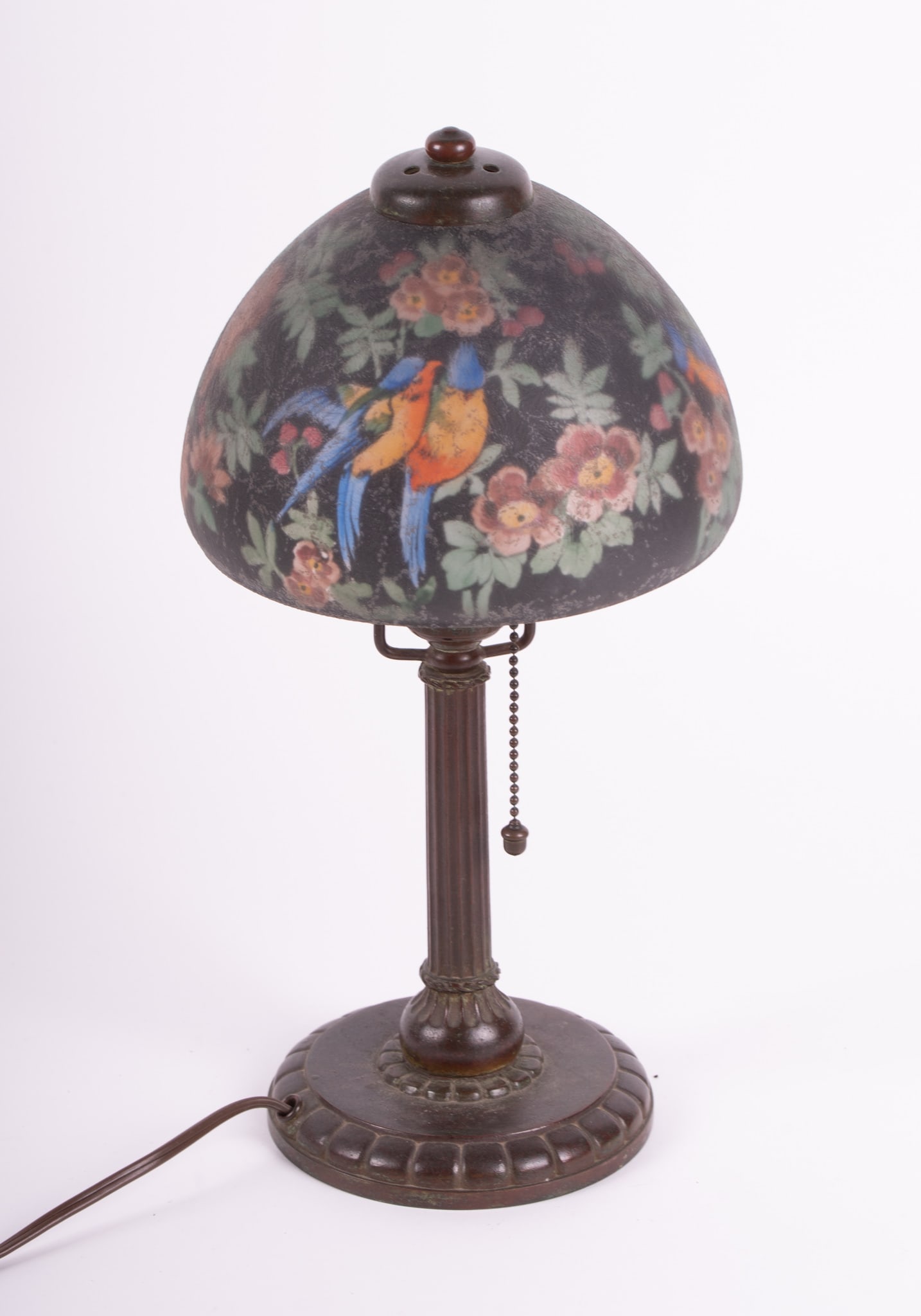 A Handel Boudoir Lamp with Reverse Painted Parrot Shade, #6905 (1 of 6)