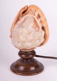 An Art Nouveau Style Carved Shell Cameo Lamp