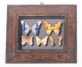 Italian Pietra Dura Inlaid Plaque Depicting Five Butterflies