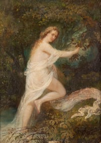 French Early 19th Century, Baigneuse, oil on panel