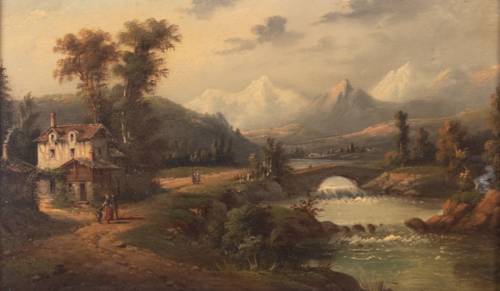 Leon Pollonais, Continental 19th Century, Alpine Scene, oil on wood panel (1 of 6)