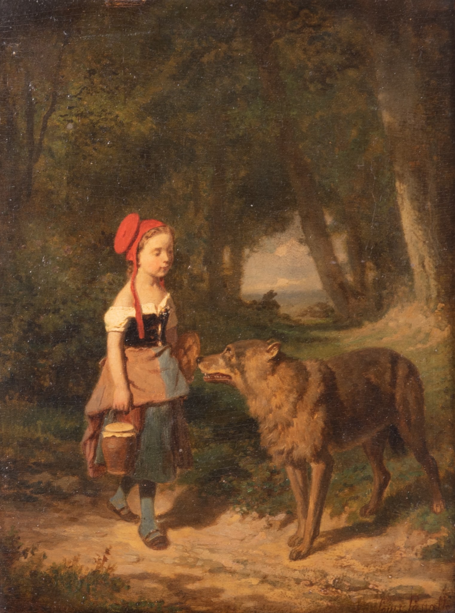 Louis Simon Cabaillot Lassalle, French (b. 1839), Little Red Riding Hood, oil on panel (1 of 5)