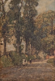 Lamorna Birch, England (1869-1955), Figures on a Path, watercolor on paper