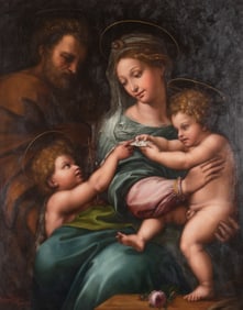 Rodriguez Delgado, Spanish 20th Century, The Holy Family with St. John the Baptist, 1969, oil on
