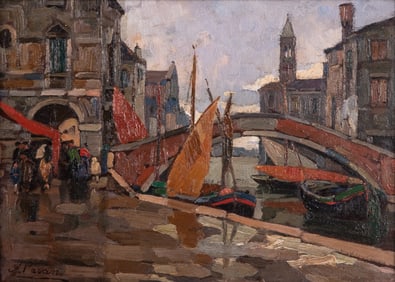 Angelo Pavan, Italy (1893-1945), Venice Canal, oil on board