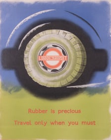 James Fitton, British (1899-1982), Rubber is precious; travel only when you must, 1943, color