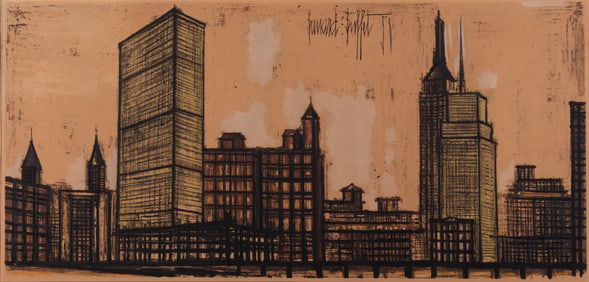 Bernard Buffet, French (1928-1999), New York Skyline, 1958, lithograph