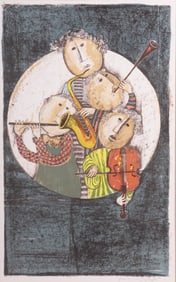 Graciela Rodo Boulanger, Bolivian 1935-, Four Musicians, lithograph