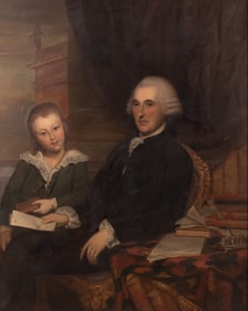 American School 19th - 20th Century, Potrait of George Washington and Son, oil on canvas