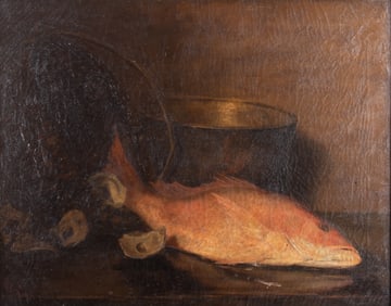 M. L. Furber, Late 19th Century, Still Life with Fish, oil on canvas