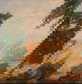 Ettore Caser, New York (1880-1944), Pan, oil on board