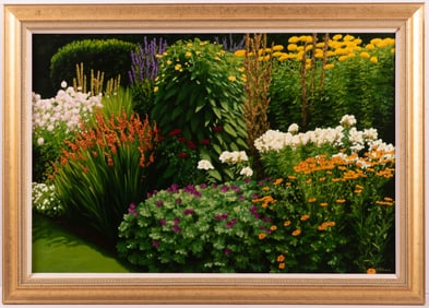 Katherine Alice Bleser, Georgia, California. (b. 1942), Garden at Beningbrough Hall, oil on canvas