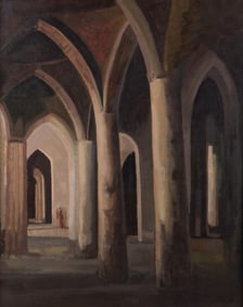 Philip Anthony Moose, North Carolina (1921-2001), Cathedral Interior, oil on canvas