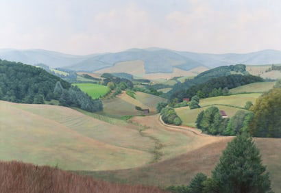 Elaine Day Dowdell, North Carolina (1931-2014), Rolling Landscape, oil on canvas