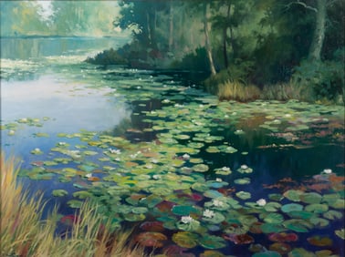 Barrie Van Osdell, South Carolina (b. 1955), Lily Pond II, oil on canvas