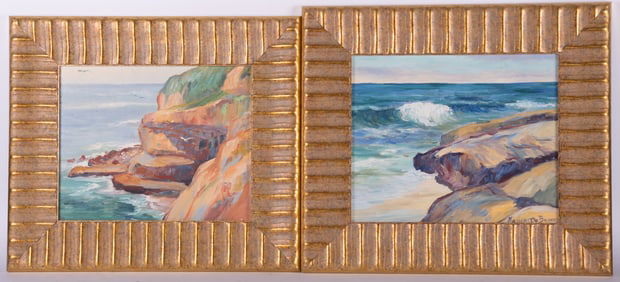 Marie DuBarry, California (1897-1990), Pair of Coastal Scenes, oil paintings on board