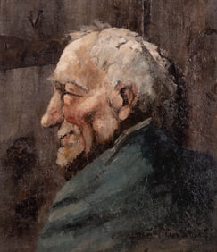 Gustav Wolff, New York/Missouri/Germany (1863-1935), Portrait in profile of a smiling gentleman, oil