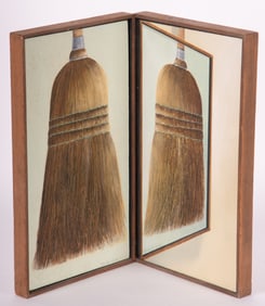 Dhimitri Zonia, Missouri (1921-2016), Broom, Reflection, Diptych, 1978, oil painting on two boards