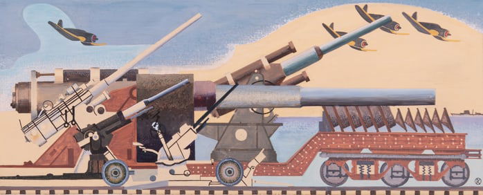 Russell Kraus, St. Louis (1918-2009), Design for Mural at Fort Leonard Wood, mixed media on paper
