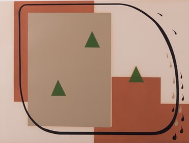 Russell Kraus, St. Louis (1918-2009), Three Pines, Cascades, mixed media