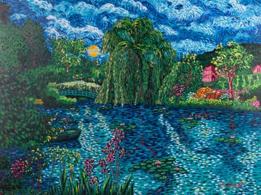 Max R. Scharf, Missouri (b. 1933), Peace at Giverny, 1993, acrylic on canvas`