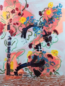 J.B. Nearsy, Flowers, Mixed Media on Panel