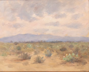 Oscar Regan Coast, Oregon, California (1851-1931), Desert Landscape, oil on board