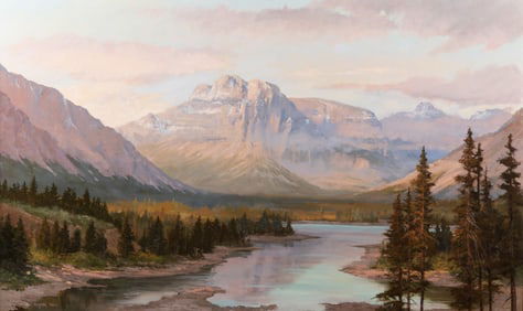 Mark Ogle, Montana (b. 1952), Rising Wolf Mountain, Glacier National Park, oil on canvas