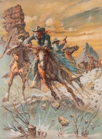 Jesse Santos, American (1928-2013), Escaping Cowboy, oil on canvas