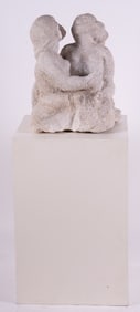 Attributed to Marion M. Perkins, Illinois (1908-1961), Skywatchers, circa 1957, carved limestone,
