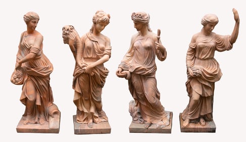 Monumental Life Size 'Four Seasons' Marble Garden Statues