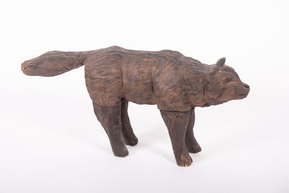 A Folk Art Carved Wooden Fox