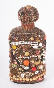 Tramp Art Jeweled Bottle