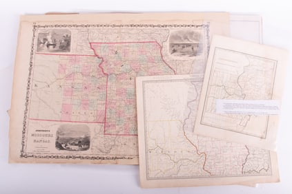 Collection of 19th Century Unframed Maps of Missouri and Illinois