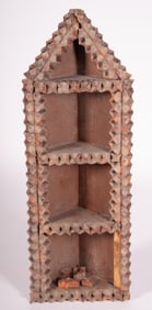 Antique Tramp Art Four Tiered Corner Cabinet