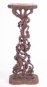 Carved Wooden Figural Pedestal